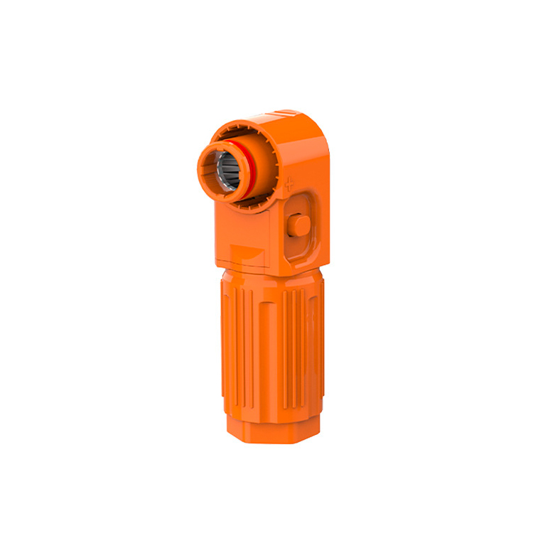 Силовий роз'єм для АКБ SRDB-150 (тато), кутовий, 150А, 1500V, IP67, Orange