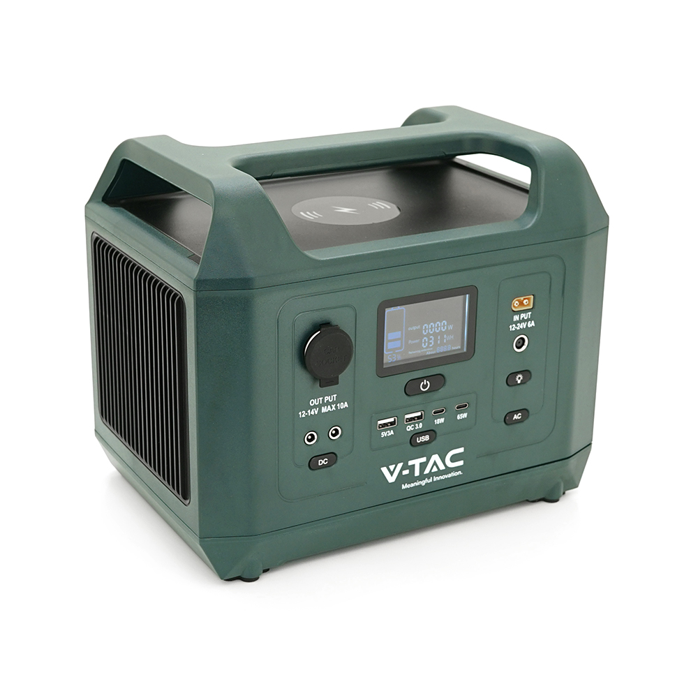 Портативна станція V-TAC Power VT-606N, LiFePO4(IRF32135 12.8V 45Ah / 576Wh), 18W 5V3.5A, PD18W, PD65W, 295*206*2285 мм. 7.8 кг