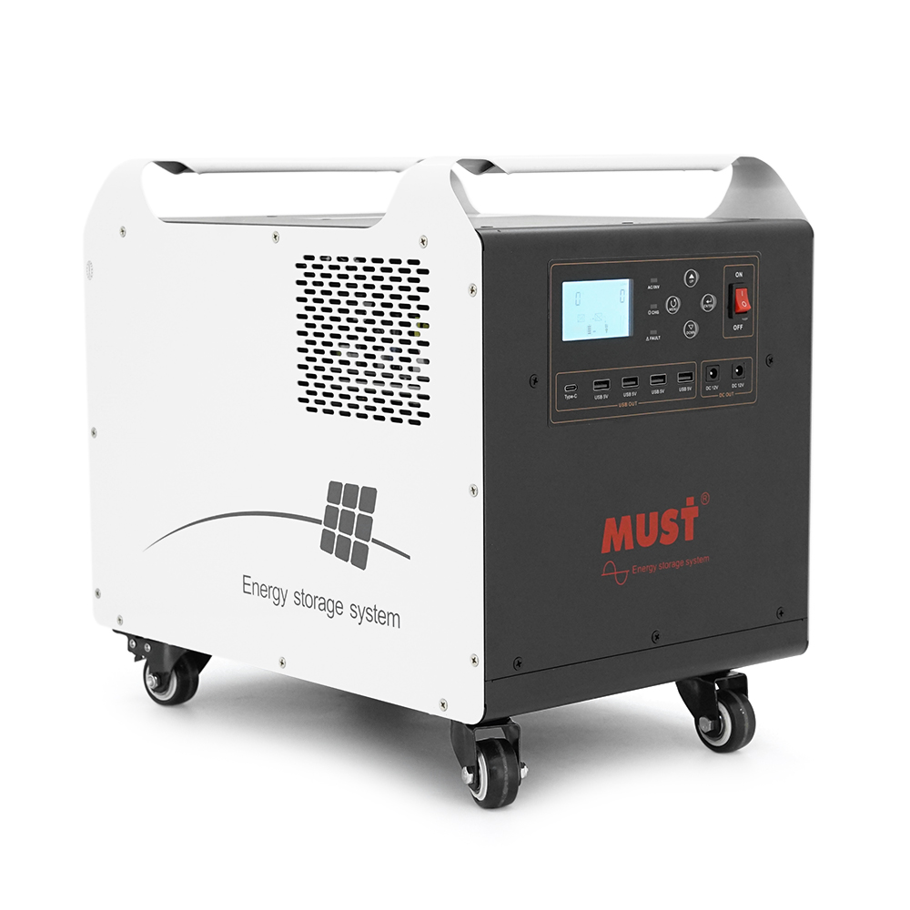 Must HBP1800-2024OS 2560W LiFePO4 LCD, 24VDC, PV / 60A MPPT, 230V ±5%, 6000 cycle 80% DOD, 25°C, 4xUSB, 2x12V1A, Type-C, 3xAC 220V, 275*324*403, 24KG