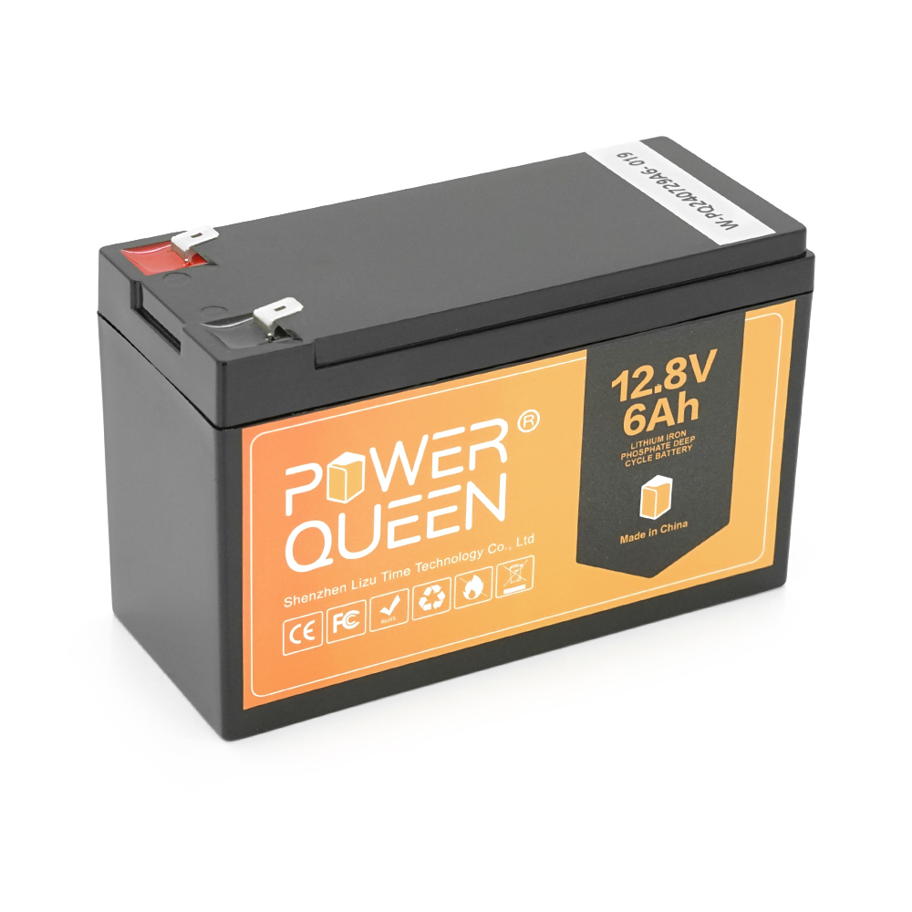 Акумуляторна батарея LiFePO4 Power Queen 12.8V 6Аг 76Wh,BMS 6A F2, BASIC, ≥4000 циклів, 151*65*94mm, 3kg