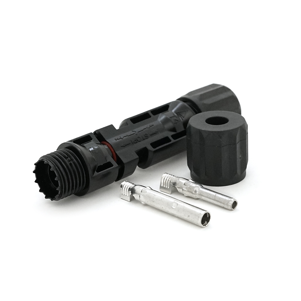 Коннектор MC4 V-TAC, 1000V, 30A, луджений-мідний під затискач, U-подібний, під перетин 2,5-6 мм², <0,35 мом, IP67, -40 ℃ ~ 85 ℃, для монтажу сонячних систем, Black