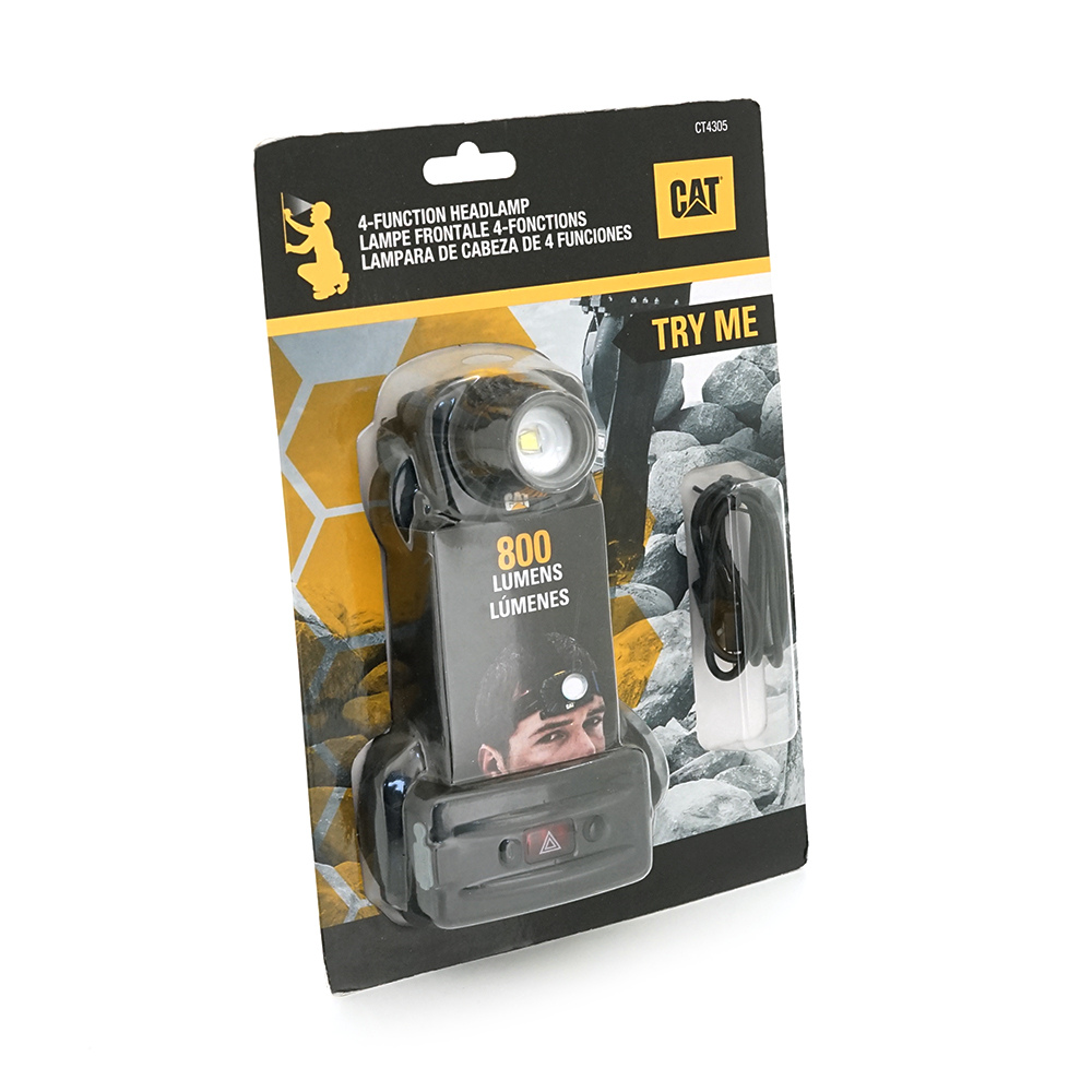 Ліхтар налобний CAT CT4305, 800LM, 3 режими, живлення від 2*26650, Blister