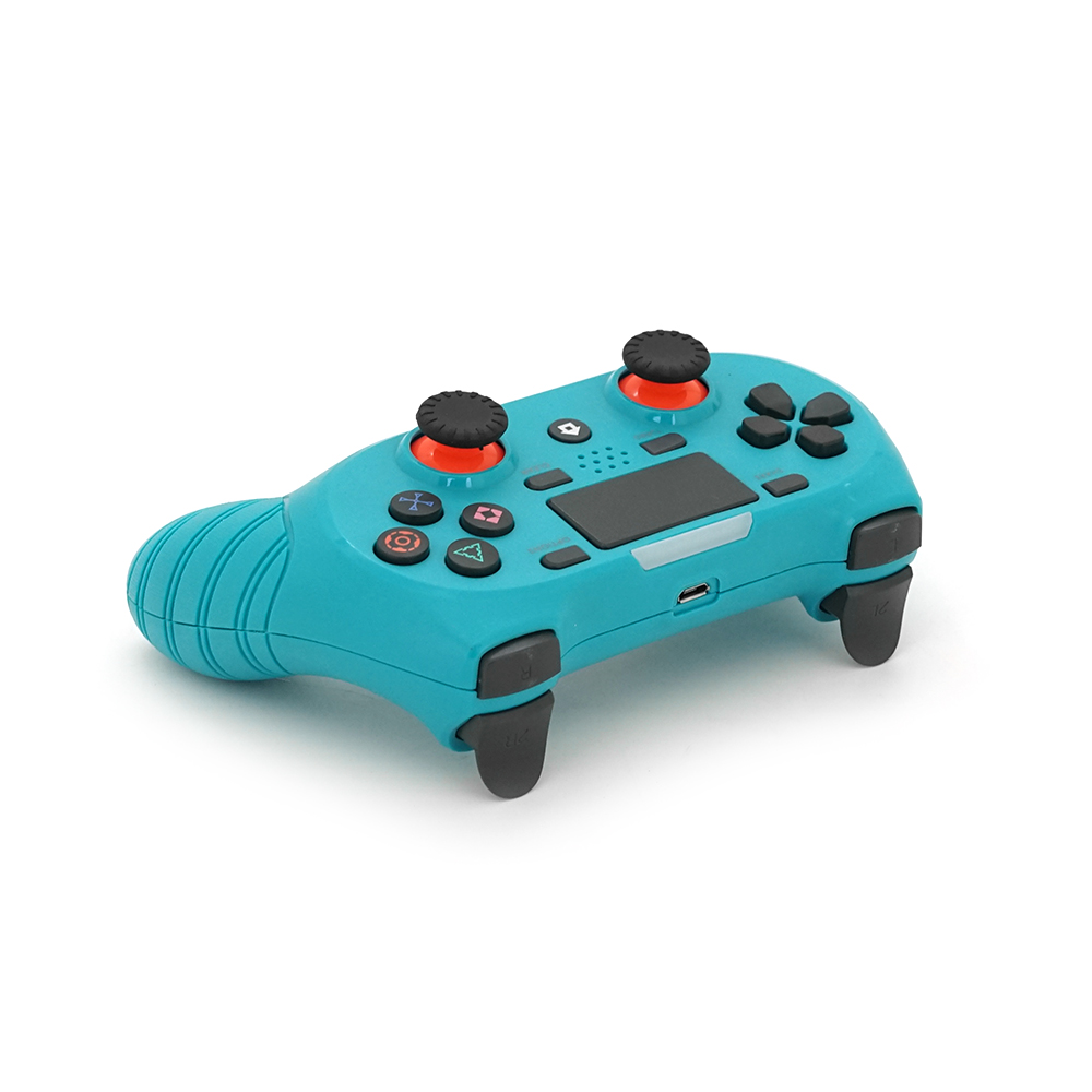 Геймпад Brazzers S8-P бездротовий для PS4 Wireless DOUBLE-motor vibration 4, роз'єм для навушників, LED light bar, Cyan, 3.7V, 600mAh, Blister-box