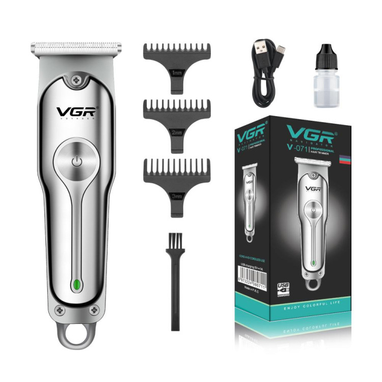 Тример VGR V-071, 3 насадки, акумулятор 600mAh, Silver, Box
