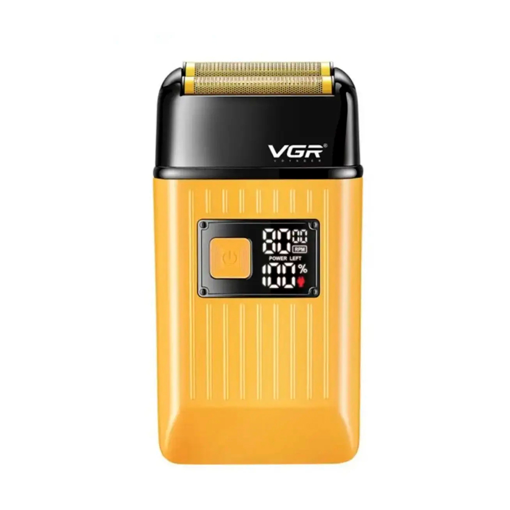 Електробритва VGR V-357 GOLD, подвійне лезо, 2 насадки, висувний триммер, IPX6, LED display, Box