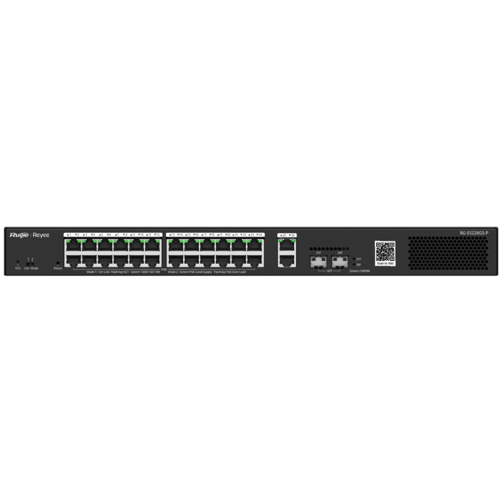 28-портовий 10 / 100Мб / 1000Мб керований PoE Ruijie Reyee RG-ES228GS-P
