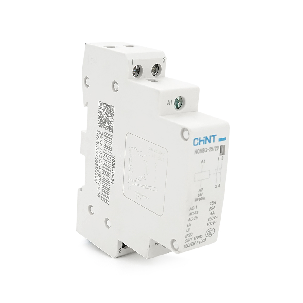 Контактор CHINT NCH8-25 / 20 AC24V,25А, 5kW, 2NO, на DIN-рейку, 85*65,5*18мм