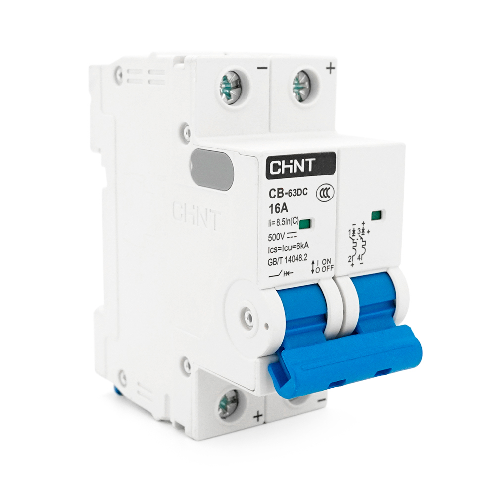 Автоматичний вимикач постійного струму CHNT CB-63DC 2P 16A, DC500V, 6kA, DIN, 86*36*49.5mm