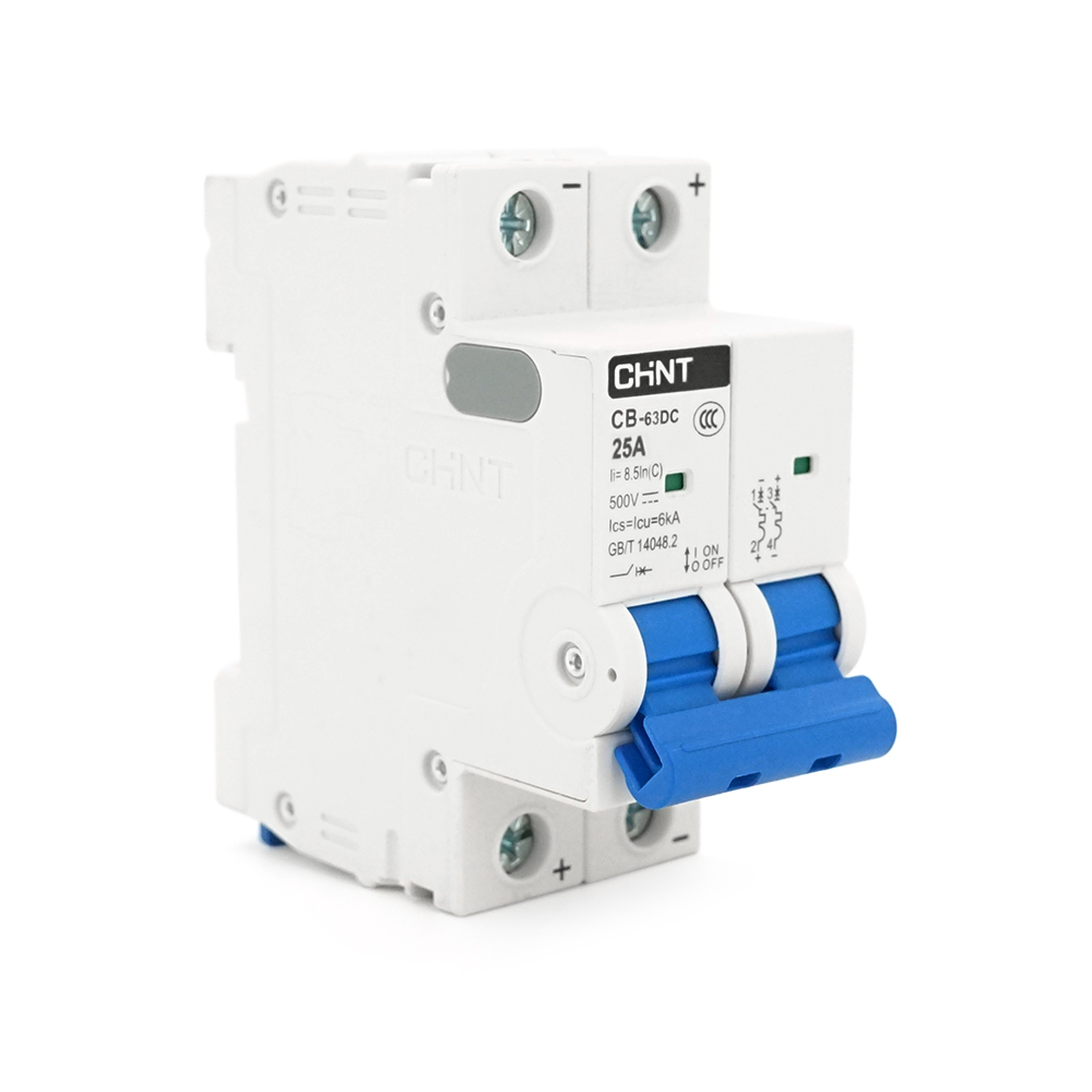 Автоматичний вимикач постійного струму CHNT CB-63DC 2P 25A, DC500V, 6kA, DIN, 86*36*49.5mm