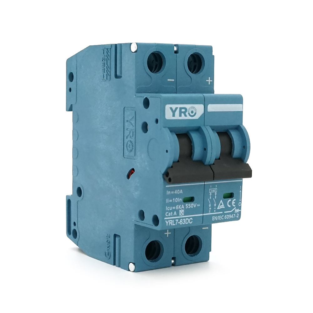 Автоматичний вимикач постійного струму YRO YRL7-63DC 2P 40A DC550V 6kA, DIN, 80*36*44.8mm
