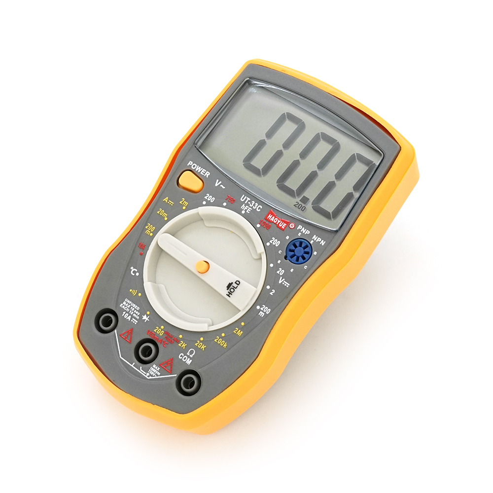 Мультиметр HAOYUE DT-33C Вимірювання: V (AC / DC), A (AC / DC), Ω, hFE, дзвінки. Функції: Data Hold, тест діодів, термопара.