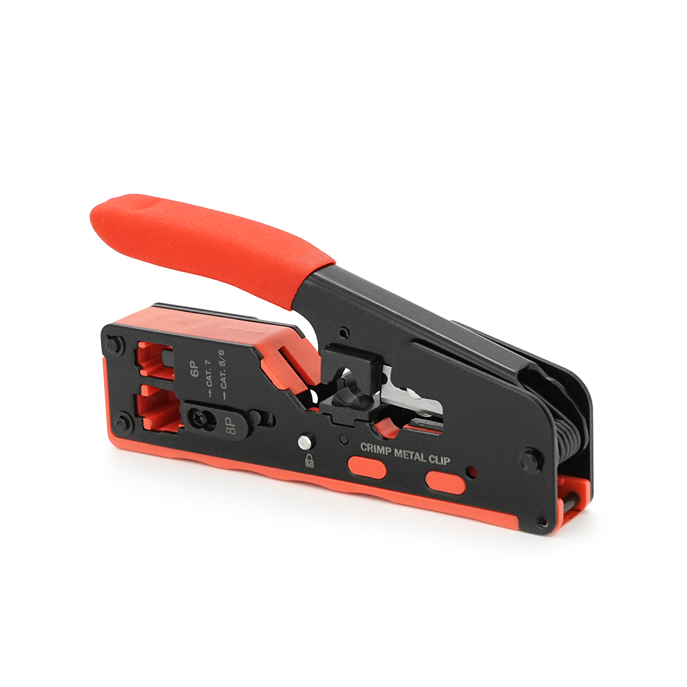 Інструмент HT-718 для обтискання, RJ-45 (8P8C) та RJ-12 (6P6C), 6P / 8P + обрізка наскрізних конекторів зачищення зовнішньої ізоляції кабелю