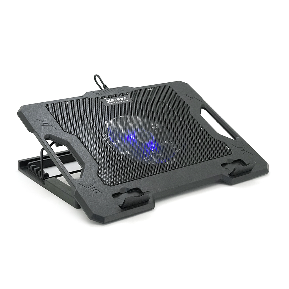 Підставка під ноутбук XSTRIKE XS-33, 10-17", 1*140mm 1000±10% RPM, корпус пластик+алюміній, 2xUSB 2.0, 370x275x27mm, RGB, Box Q20