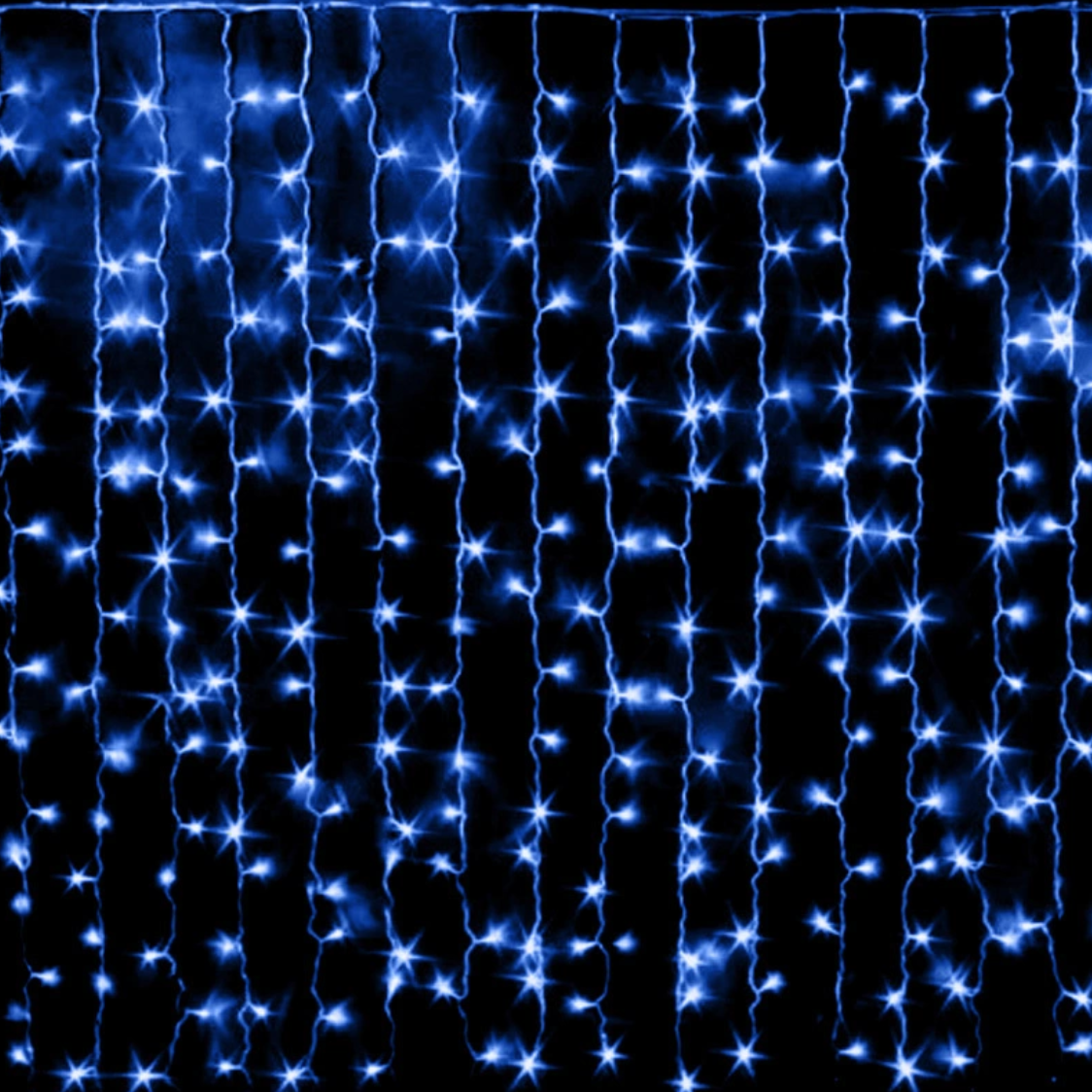Гірлянда 120LED Штора Blue, мідний провід, 4 x 0,6 метра, прозора ізоляція, BOX, з блоком живлення