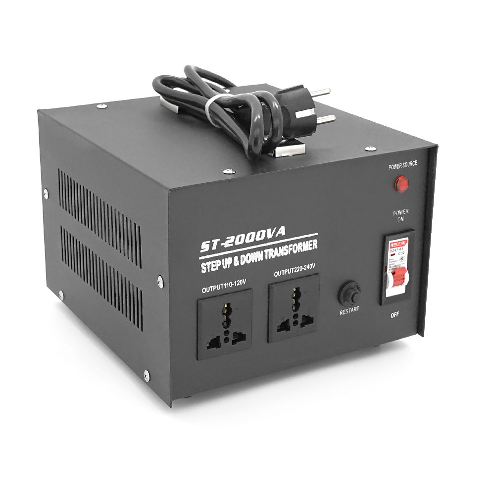 Перетворювач напруги трансформаторний універсальний ST-2000VA Input 220 V / Output 110V, Input 220 V / Output 110V+