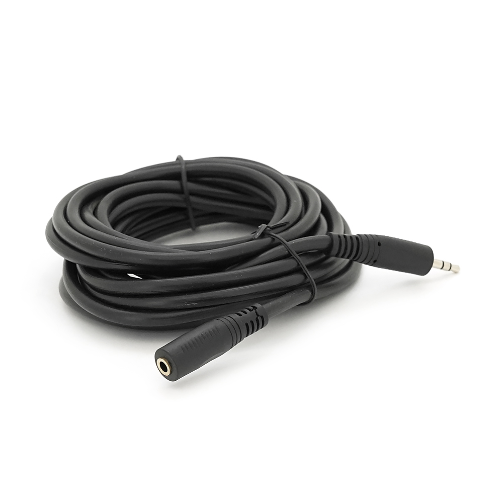 Подовжувач Audio DC3.5 тато-мама 5.0м, Premium GOLD Stereo Jack, (круглий) Black cable, Пакет Q200