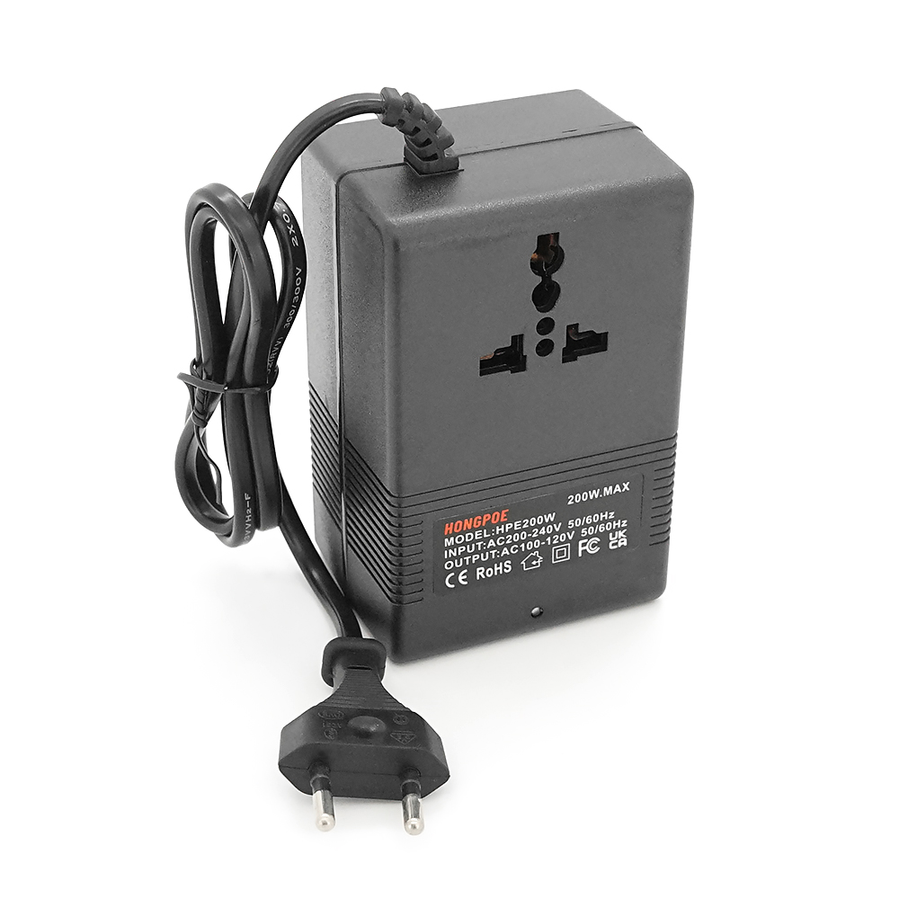 Перетворювач напруги трансформаторний 200W Input 220 V / Output 110V, + універсальна розетка