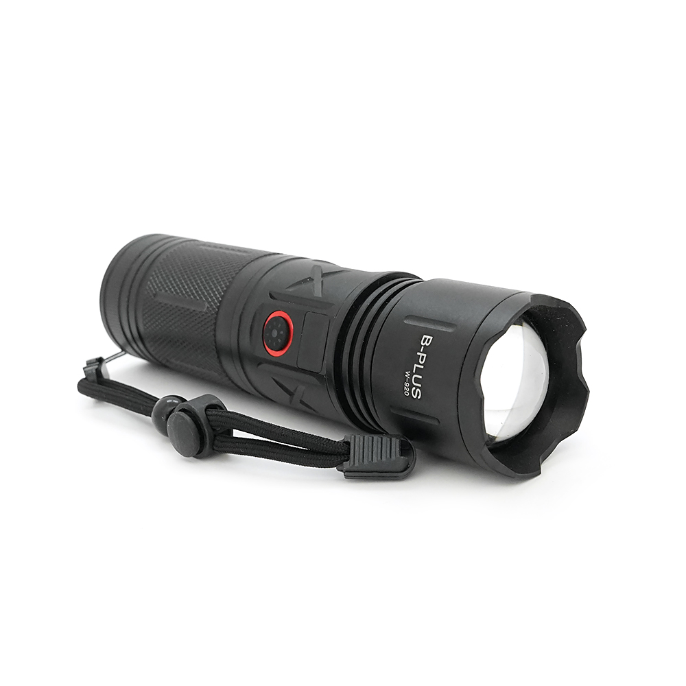 Ліхтар пошуковий BP-W920 LED PM60, Zoom, 4 режими, індикація заряду, живлення від 3*18650, IP65, кабель USB, 210х100х70мм, 0,570кг, Black, BOX