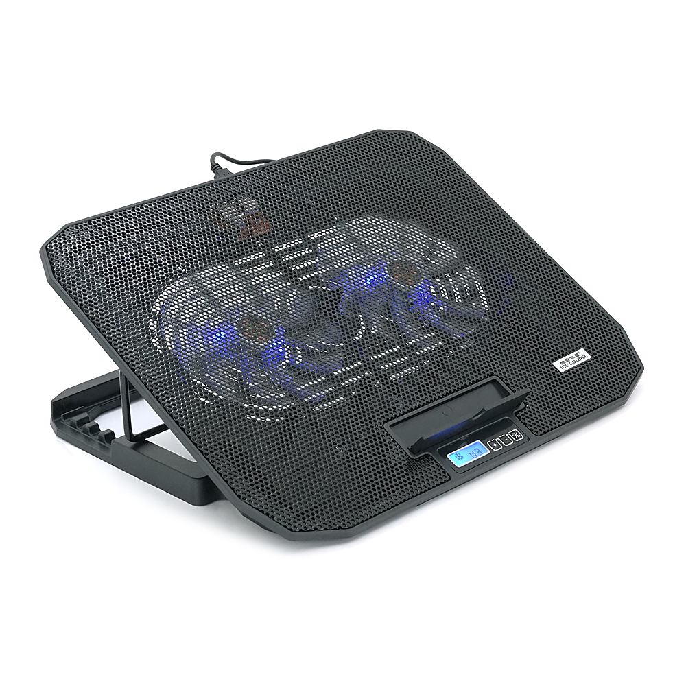 Підставка під ноутбук IceCoorel N106L, 10-18", 2*125mm 1400±10% RPM, корпус пластик+алюміній, 2xUSB 2.0+LCD, 362x260x30 mm, Black, Box Q20