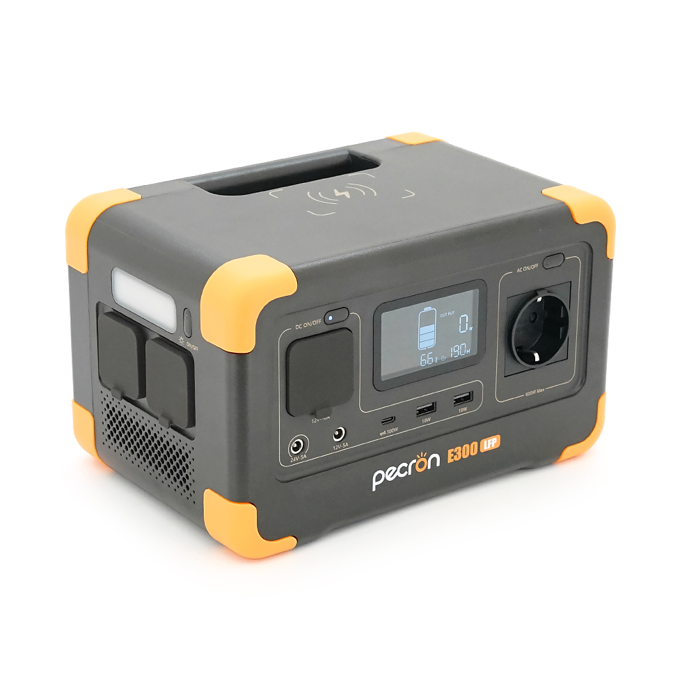 Портативна станція Pecron E300LFP, 288Wh LiFePO4, DC12 / 24V, 1хAC 220, 2xUSB-18W, 1хUSB-C(100W), wireless 15W, charge 80min, 254×172×154 mm. 4.8kg