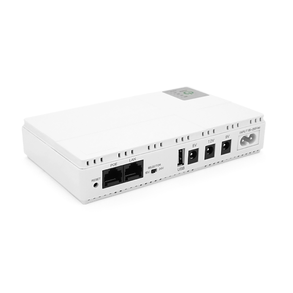 ДБЖ для роутерів / комутаторів DC1018P, 18W, Output: USB-5V, DC-5V / 9V / 12V, POE-15 / 24V, 1 / 2A, Li-ion 10400mAh, 160х105х32мм, 385 грам, 385 грам,