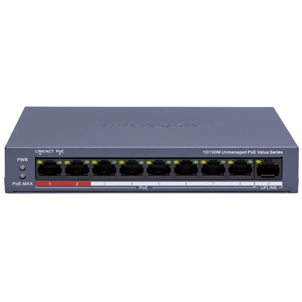 9-ти портовий POE комутатор Hikvision DS-3E0109P-E / M(C), 8xRJ45 (100M) PoE + 1x RJ45 (100M)