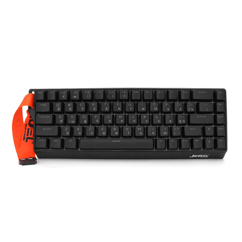 Клавіатура механічна USB JEDEL KL-166, довжина кабелю 170см, RGB підсвічування, (Eng/Укр/Рус), (370х140х55 мм), Black, 68к, Q10