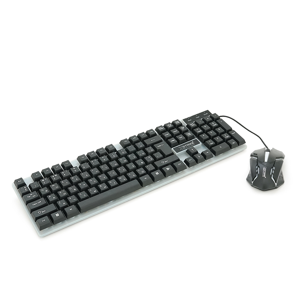 Комплект провідний KB+Mouse XSTRIKE X-1014, USB, RGB підсвічування, (Eng/Укр/Pyc), Black/White, Box