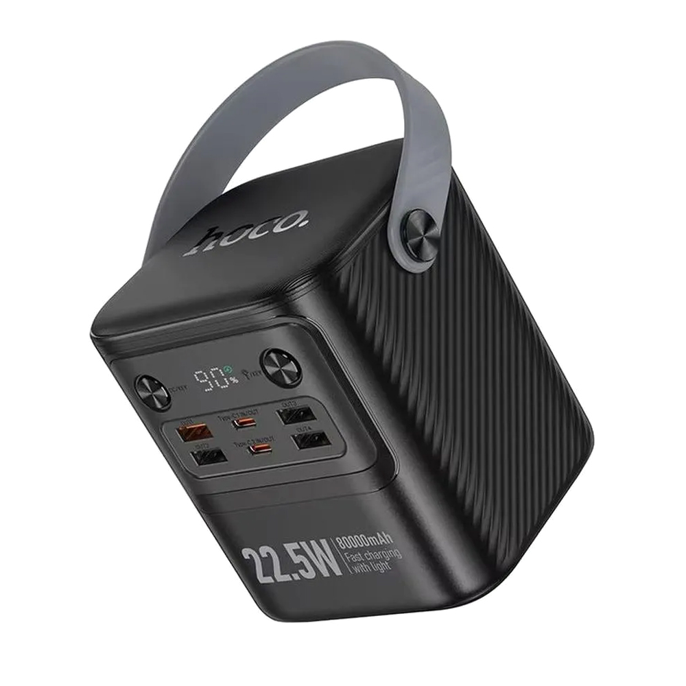 Power Bank HOCO J152 80000mAh, 4USB / 2Type-C, 22.5W+PD20W, ліхтарик, Black, 1,310kg, Box