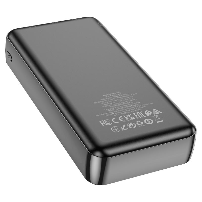 Power Bank HOCO J100A 20000mAh, USB+Type-C, 2A, Black, 0.470kg, Box — Фото 3