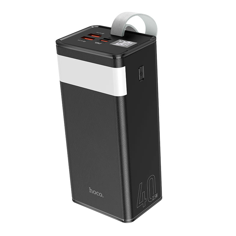 Power Bank HOCO J86 40000mAh, 2USB+Type-C+micro, PD20W, ліхтарик, Black, 0.790kg