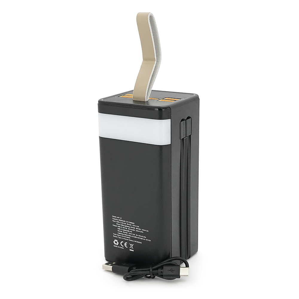 Power bank Linkage LKP-47 50000mAh, Solar, 22.5W, Кабелю Туре-С+Lighting, 1,060 kg, Black, Blister — Фото 5
