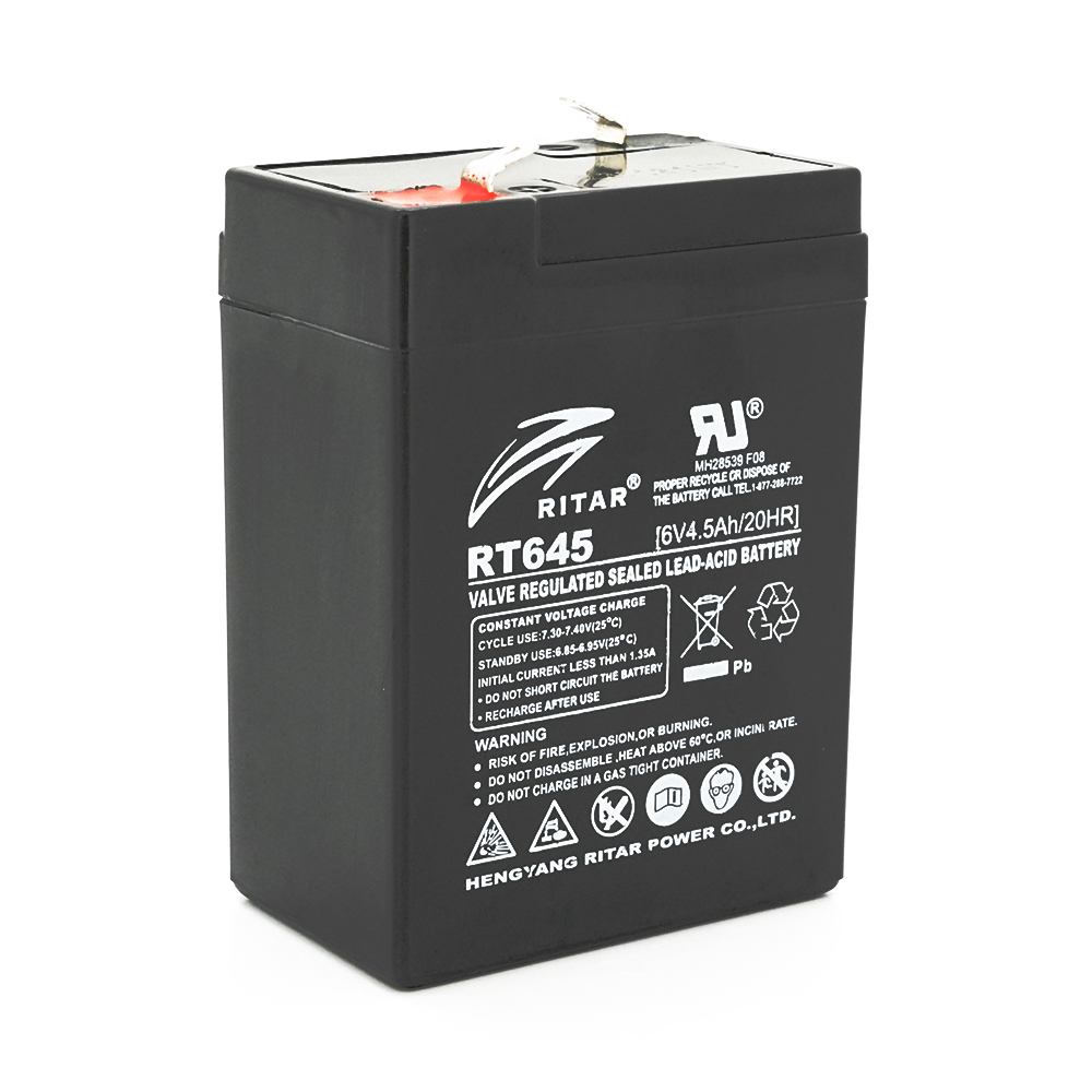 Акумуляторна батарея AGM RITAR RT645, Black Case, 6V 4.5Ah (70х47х99 (105)), 0.864kg Q20 (2022 рік)