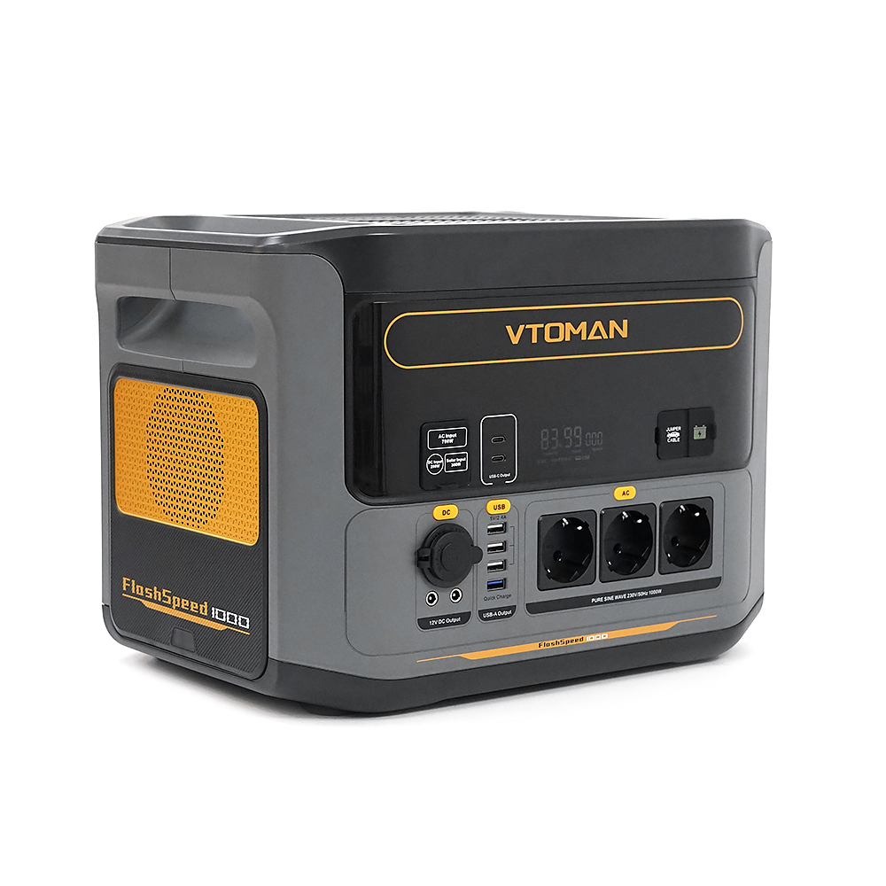 Портативна зарядна станція VTOMAN FLACHSPEED 1000W, LiFePO4 828Втч, 3x230В, DC 2x12В / 10А, 4xUSB-A, 2xType-C PD100Вт, charge 70min. прикурювач12В / 10А, 36x27x28 см; 17 кг
