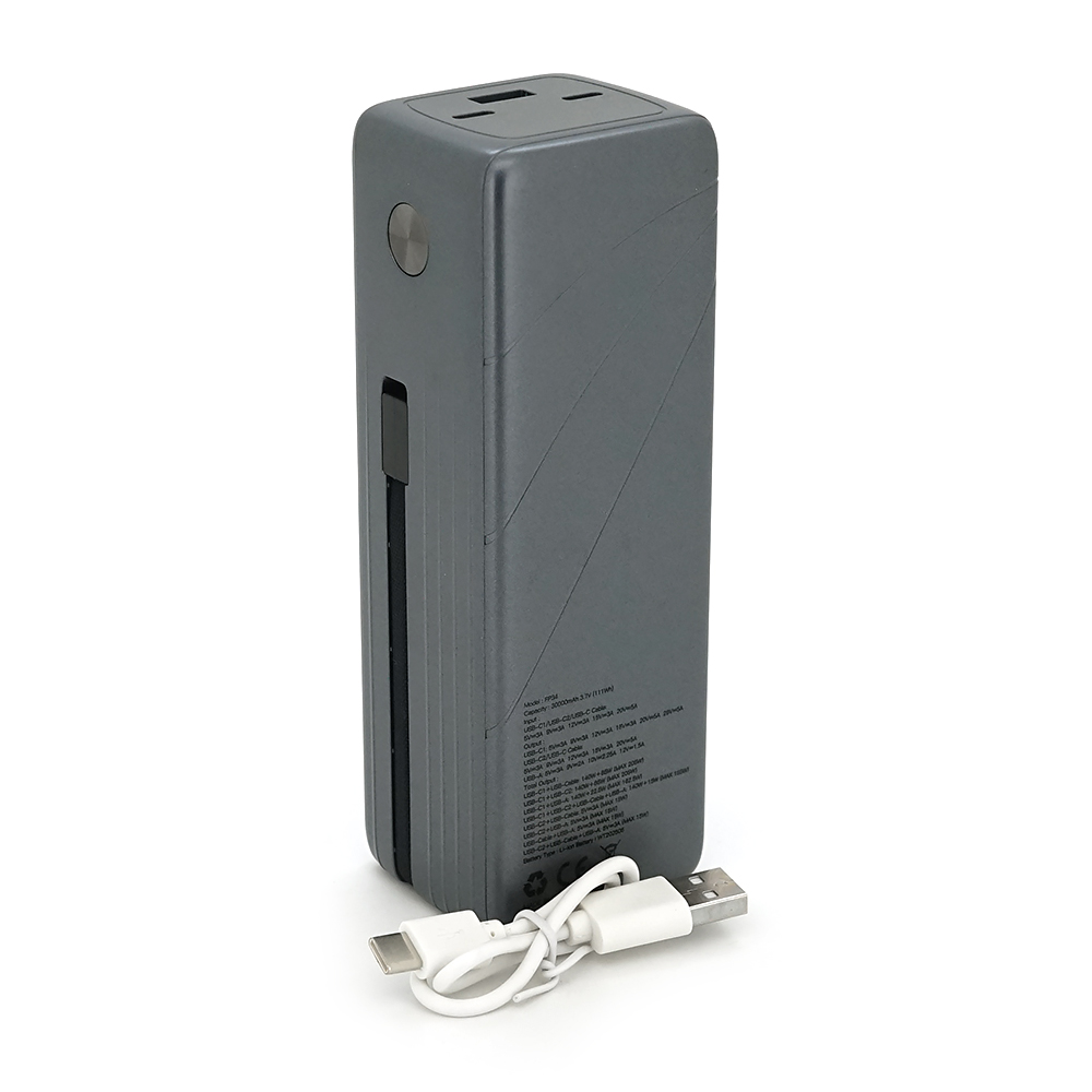 Powerbank Fulltech FP34 30000mAh, Fast charge PD140W, Li-pol, LCD Display, Вхід:Type-C, Виходи: 2xUSB Type-C, 1xUSB Type-A, USB Type-C Cable, Box — Фото 4