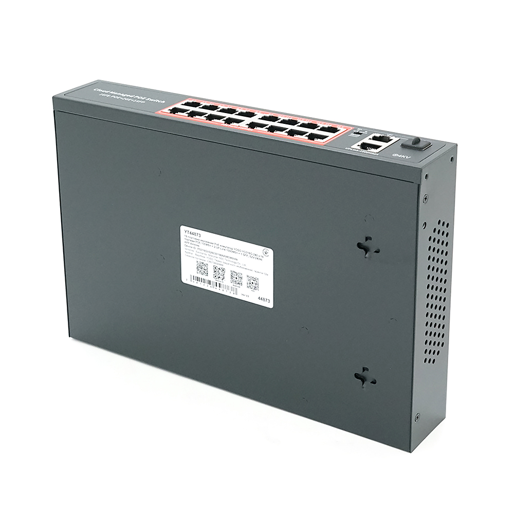 16-портовий керований PoE комутатор YOSO YO316G-240 з 16 портами POE 100Мбіт + 2 UP-Link 1000Мбіт + 1 SFP, 52V / 240W. APP-Amitres