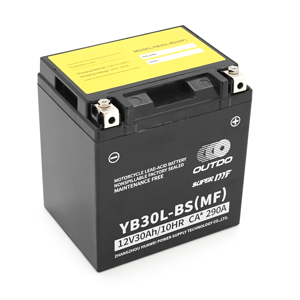 Мотоакумулятор OUTDO (Maxion) YB 30L-BS (MF), 12V 30Ah (166 х 126 х 176), Black, Q1