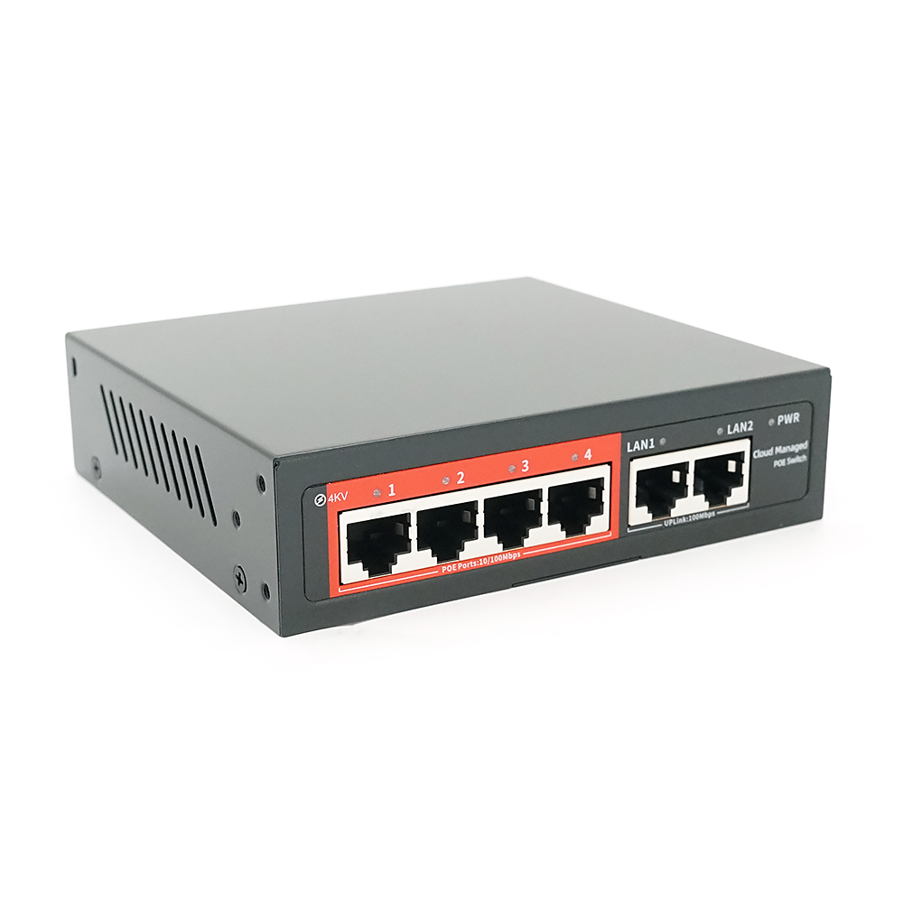 4-портовий керований PoE комутатор YOSO YO204D -52 з 4 портами POE 100Мбіт + 2 UP-Link 100Мбіт 52V / 52W. APP-Amitres
