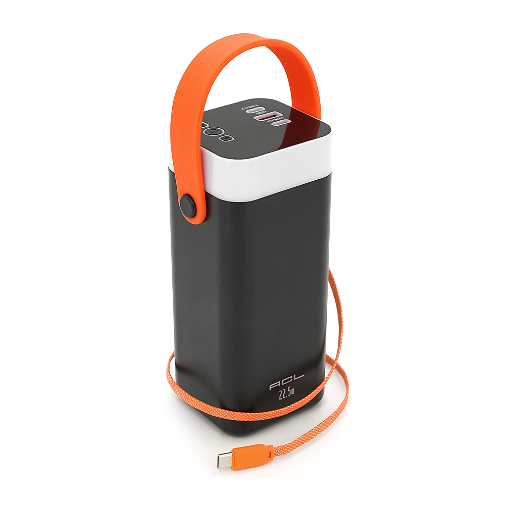 Powerbank ACL PW-142 40000mAh, PD22.5W, 4xUSB+USB-C, 4 кабелі (USB / Micro / Type-C / Lighting), Ліхтар, 0.92 кг, Black / White, Box