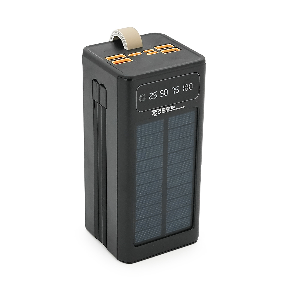 Powerbank 7GO GPW-01 50000mAh, Solar, Fast charge PD22.5W, Li-pol, LCD Display, Вхід:Type-C, Виходи: 2xUSB Type-C, 4xUSB Type-A, кабелю Type-C / Lightning, 1,080, Black, Box