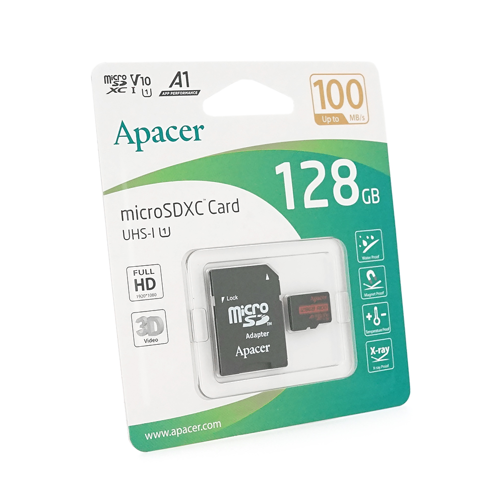 Карта пам'яті Apacer microSDHC 128GB Class 10 V10 A1 R100MB/s