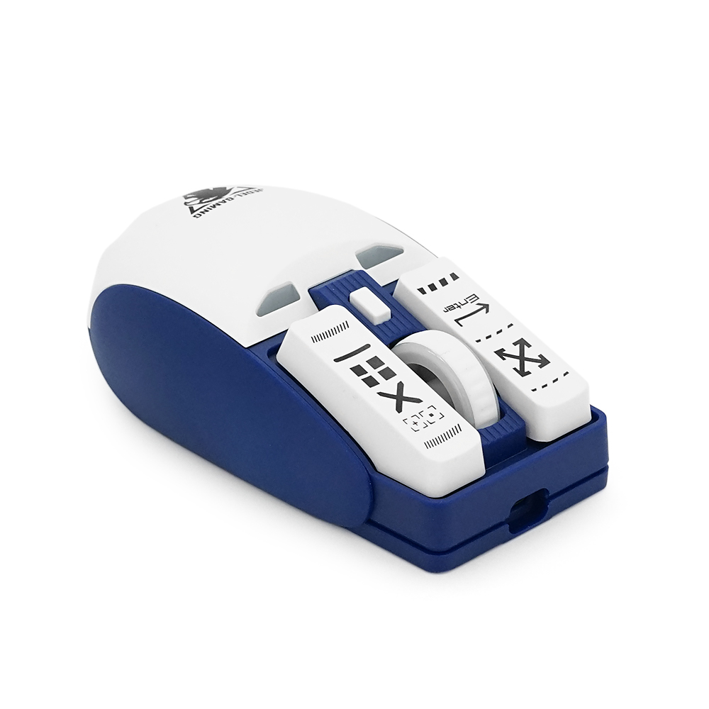 Миша бездротова JEDEL WD149, 1200/2400/3200DPI, 2.4 GHz+Bluetooth 5.0, 3.7V 500mAh, Type-C заряджання. 112x60x40 мм. White/Blue. Box