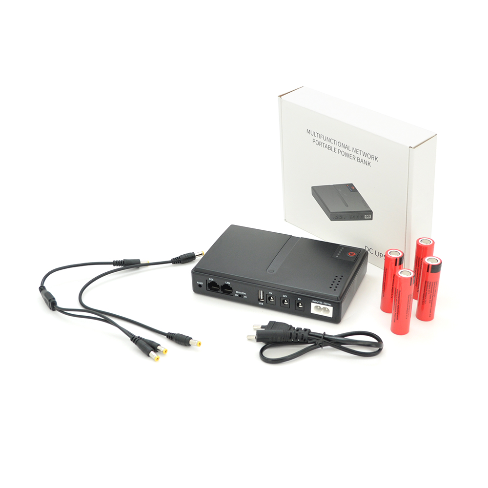 ДБЖ UPS-18W DC1018P YT45454 для роутерів/комутаторів/PON/POE-430, 5//9/12V, 1A, 12800MAh(знімні 4*3200MAh), Black, BOX — Фото 4