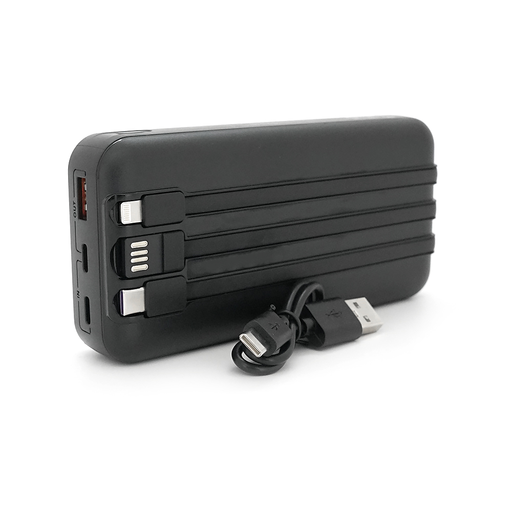Powerbank ACL PW-117 20000mAh, PD22.5W, 1xUSB+2xUSB-C, 3 кабелі (USBType-C/Lighting), 0.47кг, Black/White, Box — Фото 5