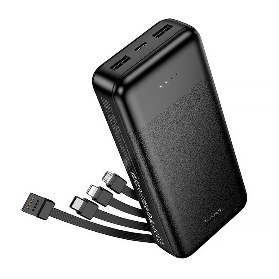 Power Bank HOCO J163A 20000mAh, 4 кабелі, Black, 0.460kg