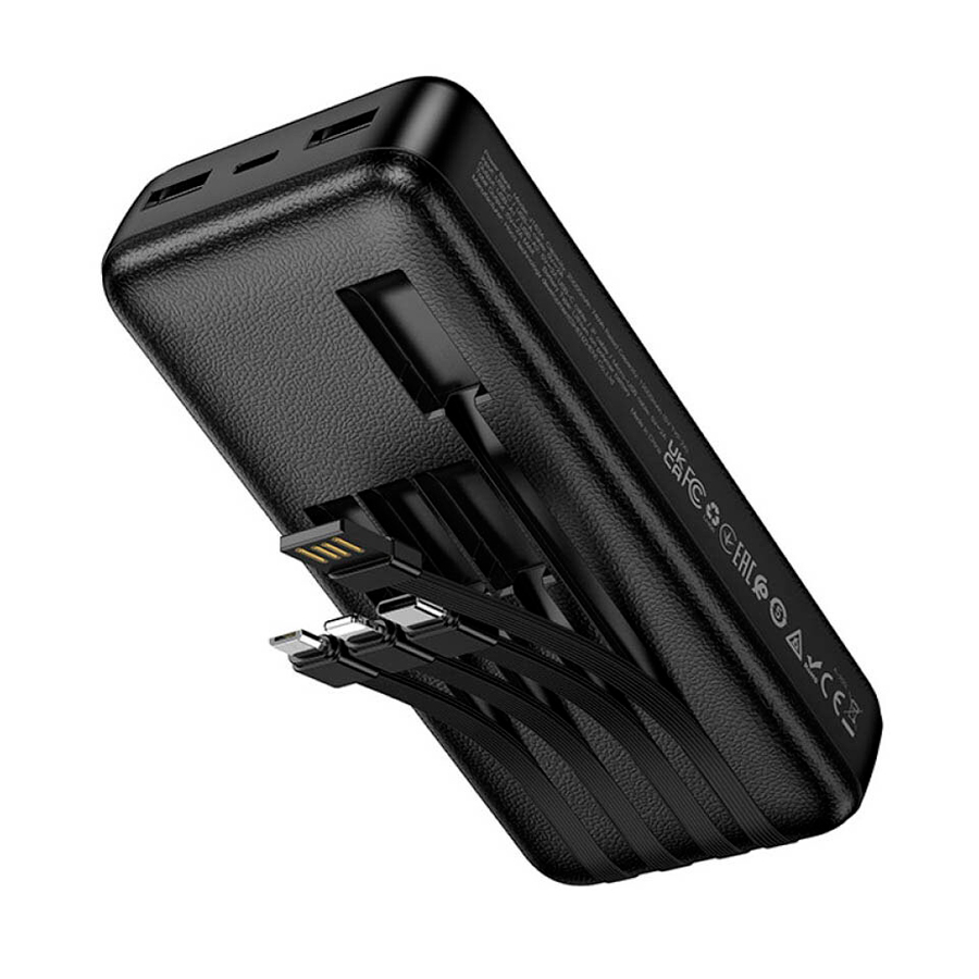 Power Bank HOCO J163A 20000mAh, 4 кабелі, Black, 0.460kg — Фото 3