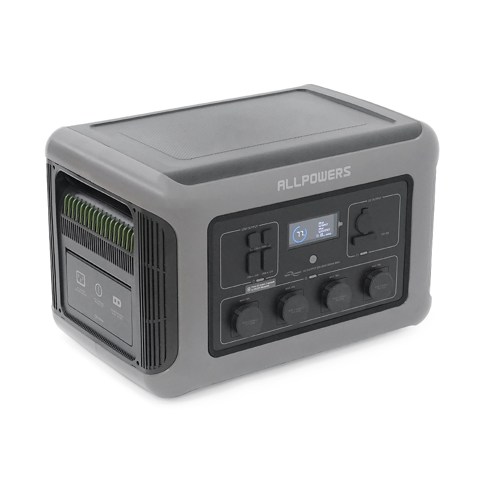 Power station ALLPOWERS R3500 APP Control, Wi-Fi, Bluetooth, 3500W, 2880Wh LiFePO4 3500Cycles, MPPT 2000w max, CAR port, DC12/24V, 4хAC 220V, 2xUSB-TYPE-C 200W, 2xUSB-A 18W, 2xUSB-A 36W, XT60, wireless 15W, Fast charge 60min, 530×360×345mm, 42kg