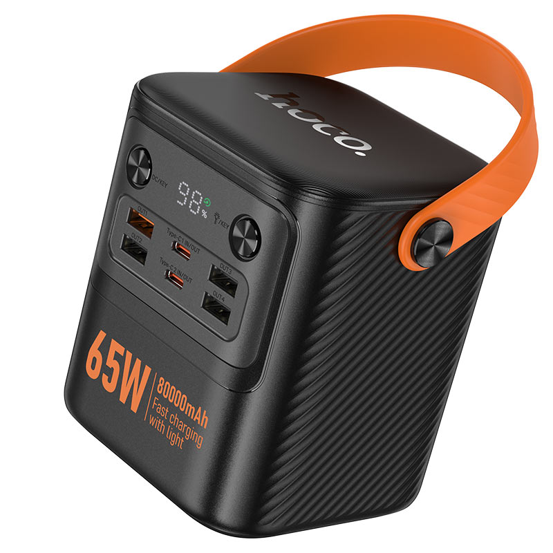 Power Bank HOCO J152 Pro 80000mAh, 4USB / 2Type-C, 22.5W+65W, ліхтарик, Black, 1,380kg, Box