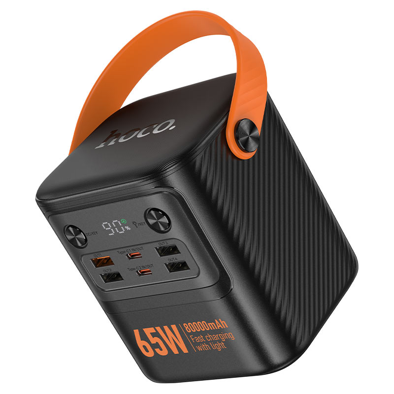 Power Bank HOCO J152 Pro 80000mAh, 4USB/2Type-C, 22.5W+65W, ліхтарик, Black, 1,380kg, Box — Фото 3