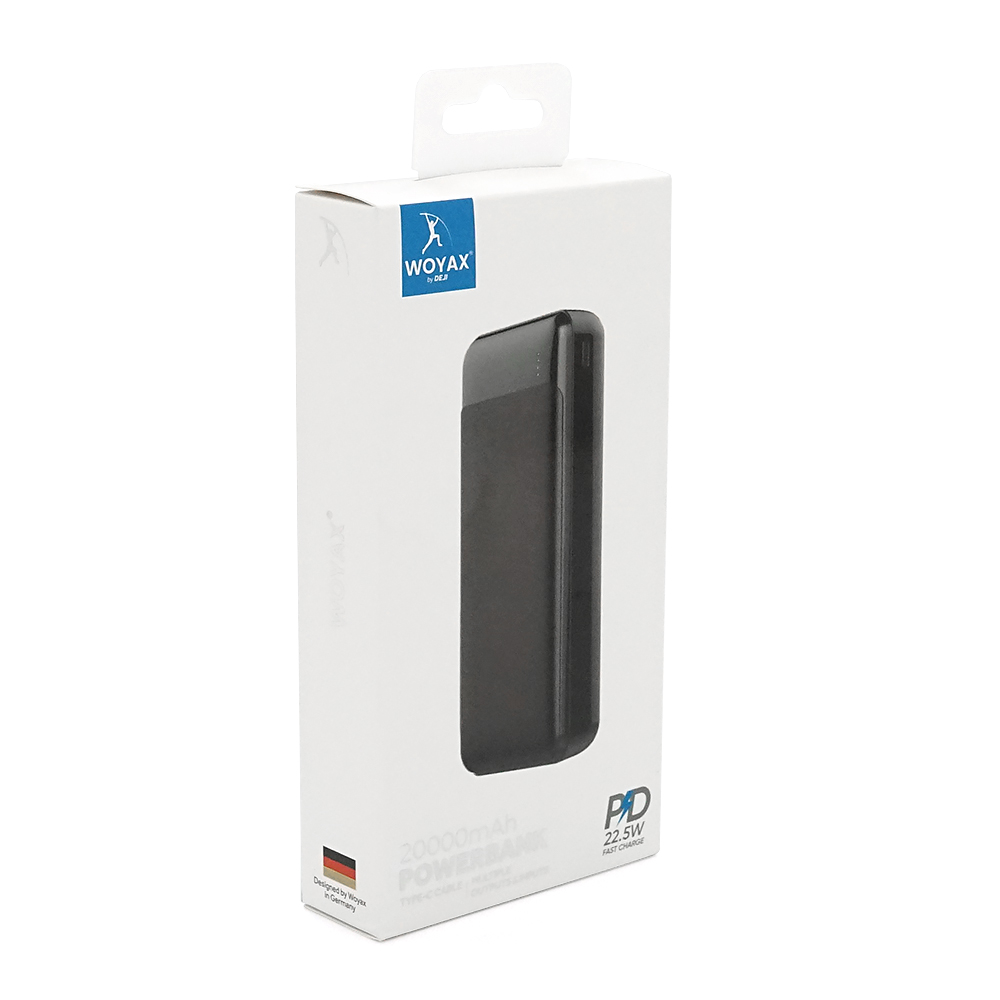 Power Bank WOYAX WY-20F 20000mAh, 22.5W, Black, 0.460kg, Box — Фото 2
